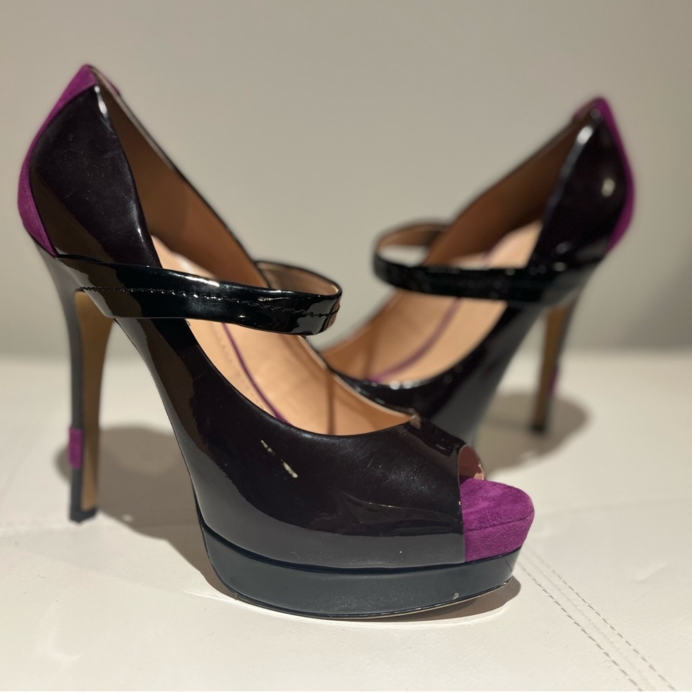 Purple peep toe patent leather pump by Jessica Simpson. Size 8.5